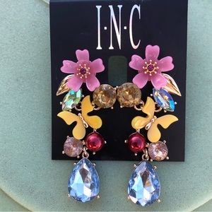 NWT | INC International Concepts | Multicolored Crystal Flower Drop Earrings